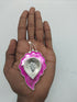 Pure Silver Fancy Diya Leaf Pattern In Pink 29.25g
